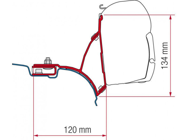 Adaptér Fiamma F45 pro VW T5/T6 Transporter Multivan, bez C-profilu, pravostranné řízení