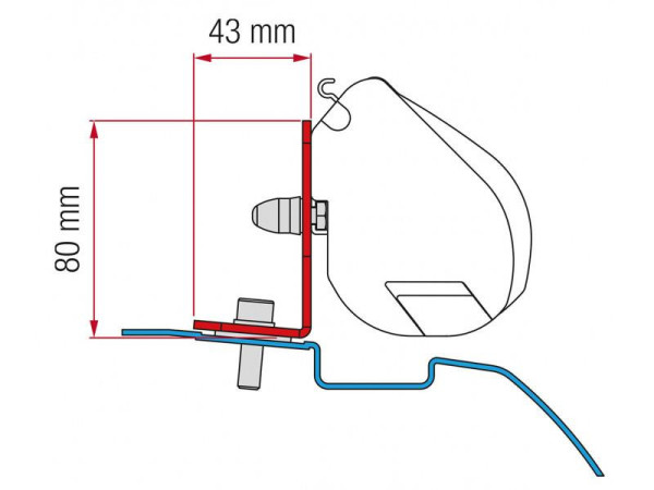 Adaptér na uchycení markýzy Fiamma F35pro delky 220 cm na stěnu Nissan NV200 L1/H1 (2009-) černý