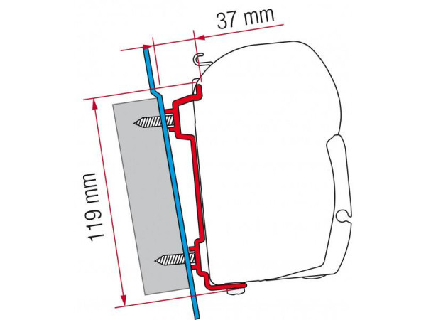 Adaptér pro uchycení markýzy Fiamma F45S a F70 na stěnu Ford Transit H2 (2006-2015)/H3(2015-2021)/VW Crafter/Mercedes Sprinter H3 (2006-2018)