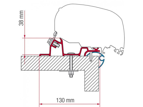 Adaptér Caravan Standard na uchycení markýzy Fiamma F65 na střechu karavanu