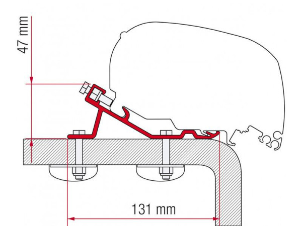 Adaptér na uchycení markýzy Fiamma F65 a F80S na střechu Standard