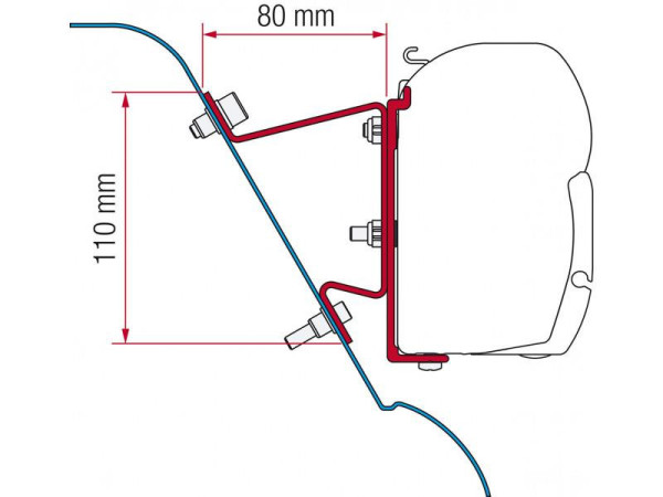 Adaptér na uchycení markýzy Fiamma F45S na stěnu Mercedes Sprinter/VW Crafter H3 Westfalia (2006-2016)