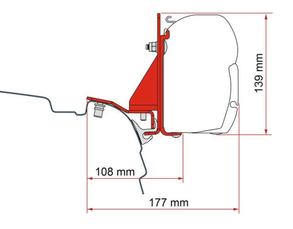 Adaptér Fiamma F45 a F43 van VW T5/T6/T6.1 s Reimo Multirail