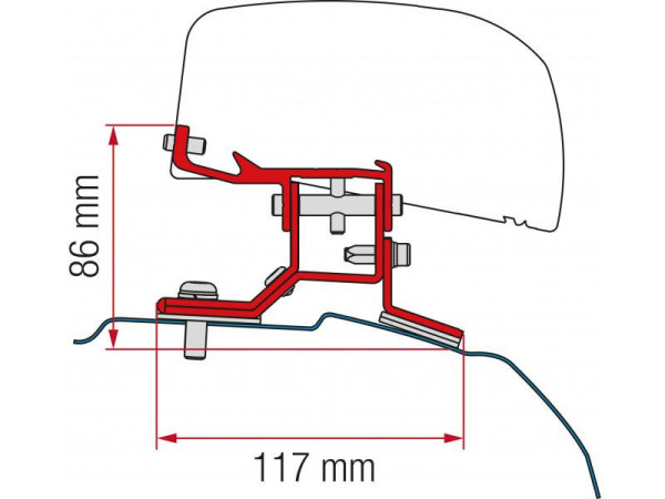 Adaptér na uchycení markýzy Fiamma F40 Van na střechu Ford Transit Custom L1/H1 (2012-) černý