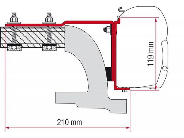 Adaptér na uchycení markýzy Fiamma F45 na stěnu Mercedes Vito (1996-2004)