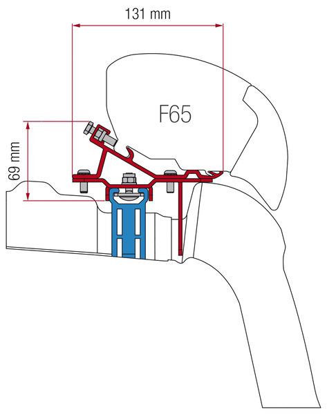 Adaptér na uchycení markýzy Fiamma F65S do délky 320 cm na střechu se střešní kolejnicí VW Crafter/Man TGE L3/L4/H3 (2017-)