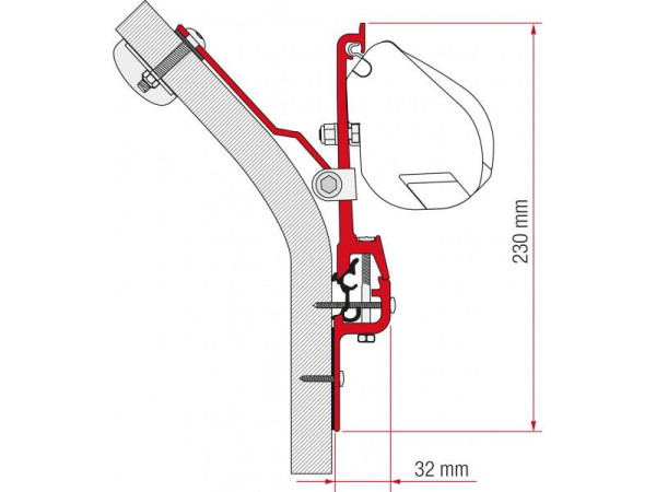 Adaptér na uchycení markýzy Fiamma F35pro na stěnu Eriba Touring