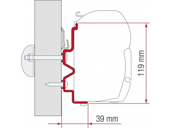 Adaptér na uchycení markýzy Fiamma F45 delky 450 cm na stěnu Rapido Serie 9/10 (2011-)