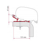 Adaptér na uchycení markýzy Fiamma F65 a F80S delky 320 cm na střechu Hymer