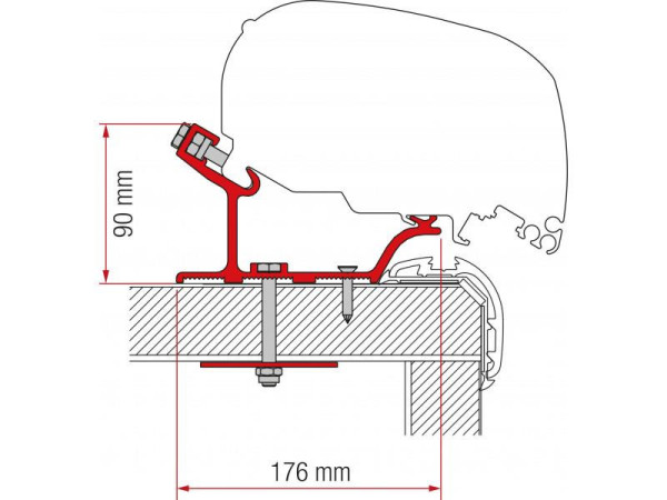 Adaptér na uchycení markýzy Fiamma F65 a F80 delky 400 cm na střechu Carthago Malibu