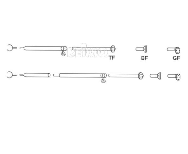 2dílná střešní stanová podpěrná ocelová tyč o22+19 mm x 125-205 cm