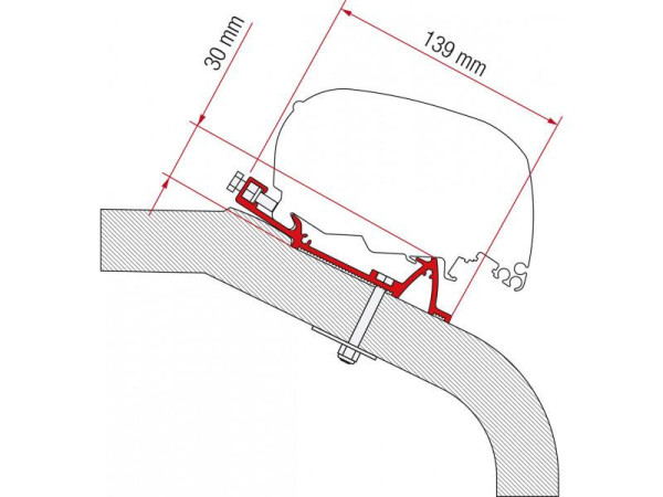 Adaptér na uchycení markýzy Fiamma F65 delky 400 cm na střechu LMC - TEC