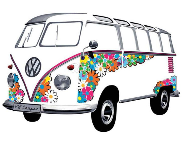 Samolepka na zeď VW Collection VW Bulli, Samba Flower, 180x120cm (centimetry)