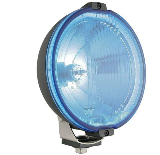 Světlomet halogenový, kulatý modrý LED kroužek183mm 12V