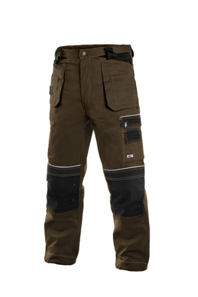 Kalhoty pánské montérkové do pasu CXS-ORION TEODOR, hnědo-černé, vel. 60, CANIS
