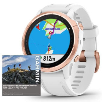 Garmin fenix6S PRO Glass, RoseGold/White Band (MAP/Music) - zrušeno!