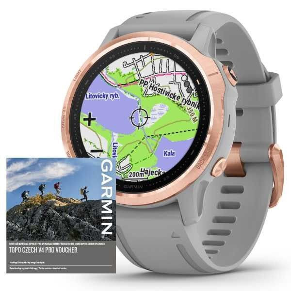 Garmin fenix6S PRO Sapphire, RoseGold/Gray Band (MAP/Music) - zrušeno!