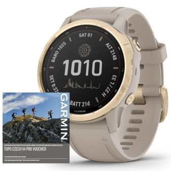 Garmin fenix6S PRO Solar, LightGold/Sand Band (MAP/Music) - zrušeno!