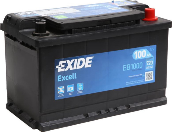 Autobaterie  100Ah P, s.p.720A, EXIDE Excell, 12V, 315x175x205