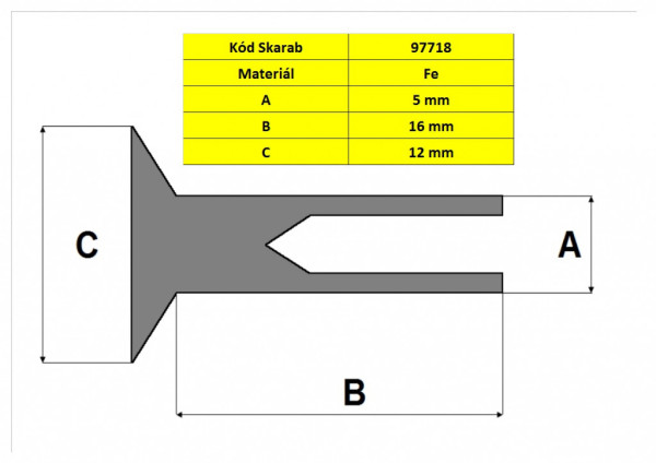 RIVET 5*16 Fe SEMITUBULAR, zapuštěná hlava 150°