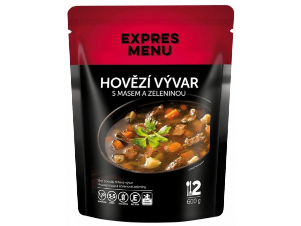 Expres Menu Hovězí vývar s masem a zeleninou - 2 porce - 600g